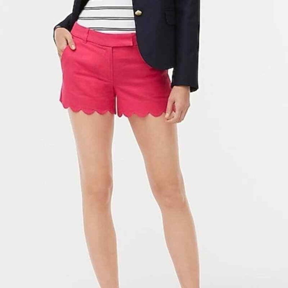 J. Crew High Waist Pink Scalloped Shorts